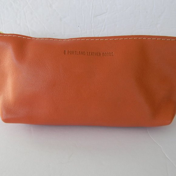 Portland Leather Handbags - NWOT Portland Leather Goods  LEATHER UTILITY ZIP POUCH BAG TANGERINE ORANGE